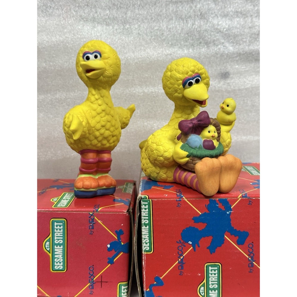 Vintage Sesame Street Big Bird Licensed Enesco 1993 Set Of 2‎ In Original Box